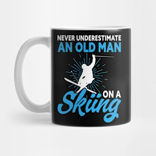 Never Underestimate An Old Man On A Skiing T Shirt For Men Mug